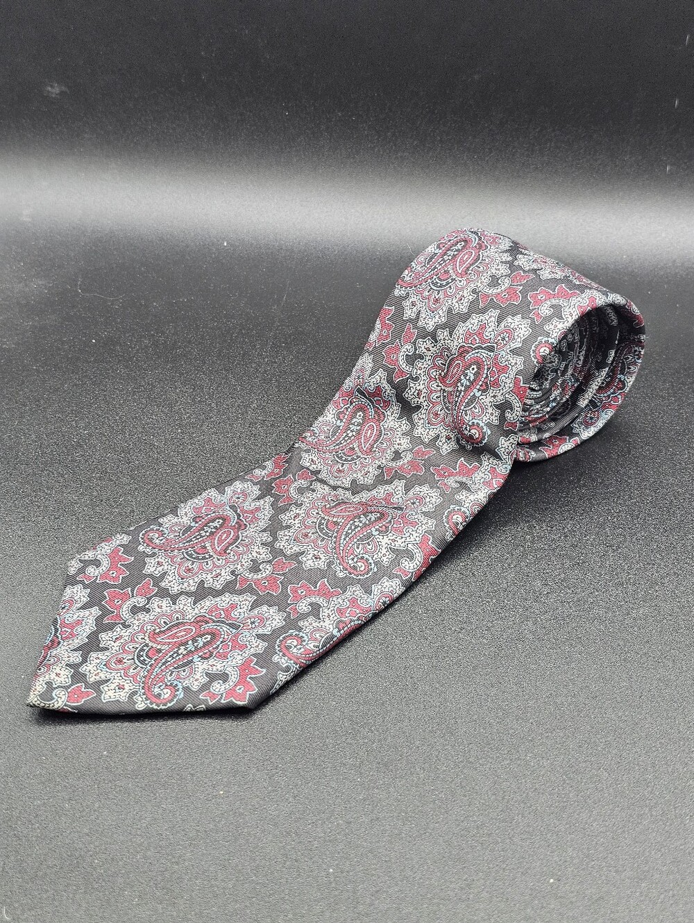 Santavelli Men's Black Red Blue Paisley Silk Necktie Luxury Business Tie